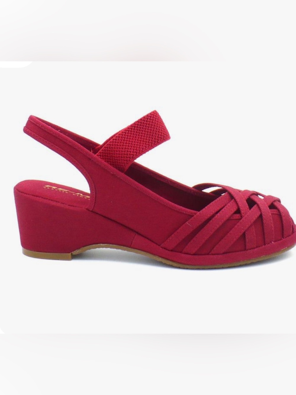 Re-Mix Penny Wedge Canvas Sandals in Red by Re-Mix Vintage Size 37